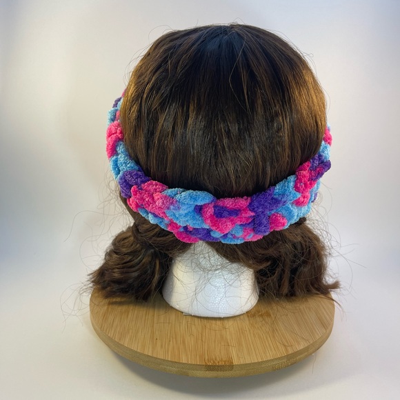 Handmade Kid’s Super Soft & Cozy Winter Headband/Ear Wrap - Pink, Purple & Blue - Picture 6 of 9